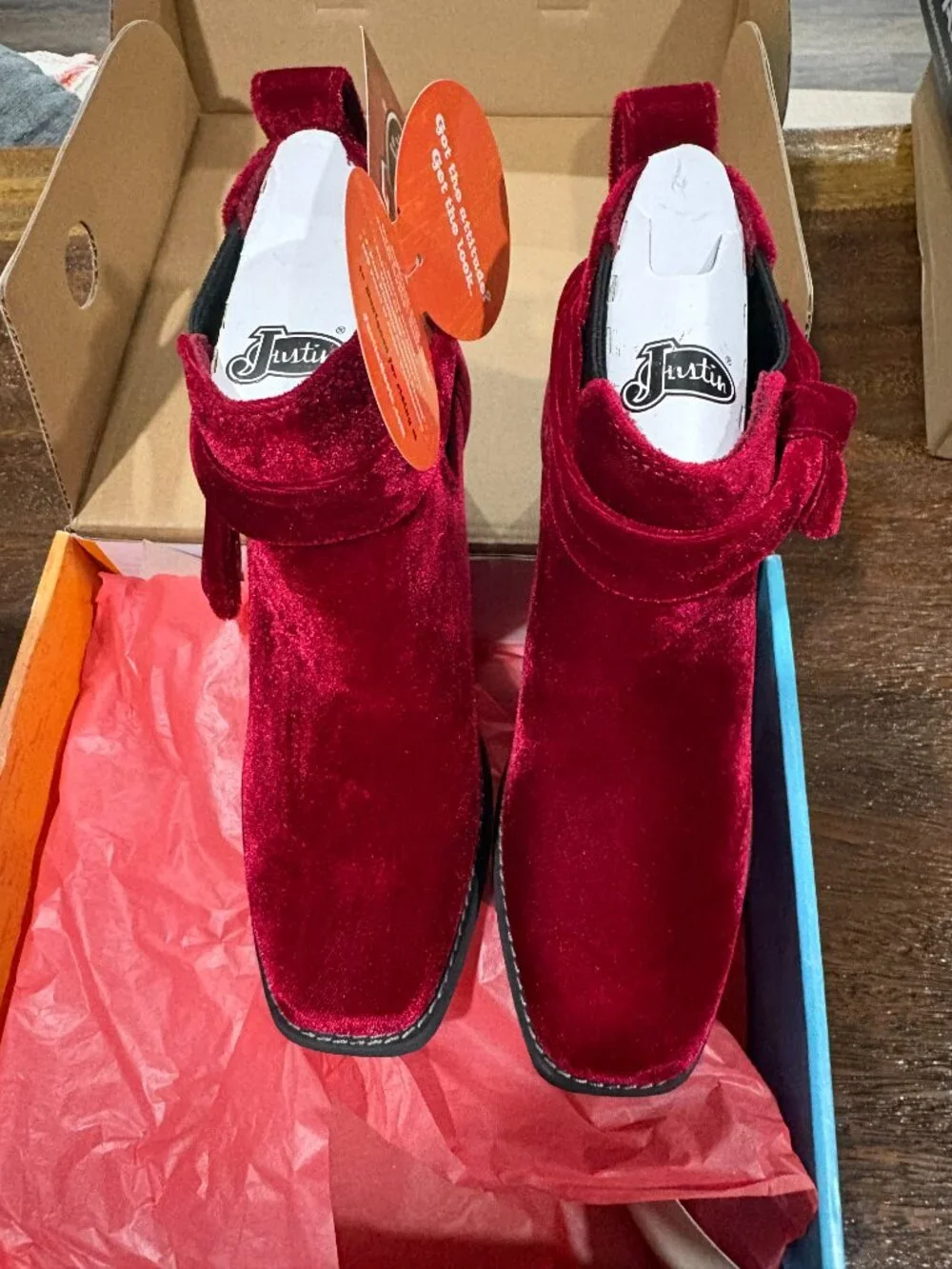 Justin Chellie Burgundy Velvet 6